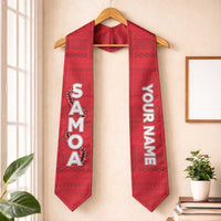 Personalised Samoa Graduation Stole Red Siapo Pattern With Ula Fala LT05 One Size Red - Polynesian Pride