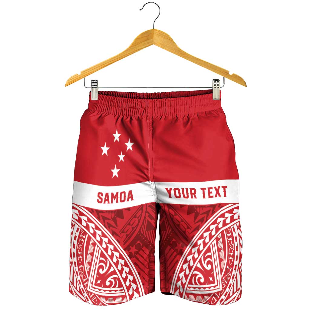 Personalised Toa Samoa Rugby Spirit Shorts for Men Red Samoan Tribal Pattern - Polynesian Pride