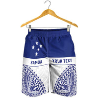 Personalised Toa Samoa Rugby Spirit Shorts for Men White Samoan Tribal Pattern - Polynesian Pride