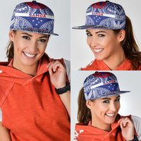 Personalised Toa Samoa Rugby Spirit Snapback Cap Blue Samoan Tribal Pattern - Polynesian Pride