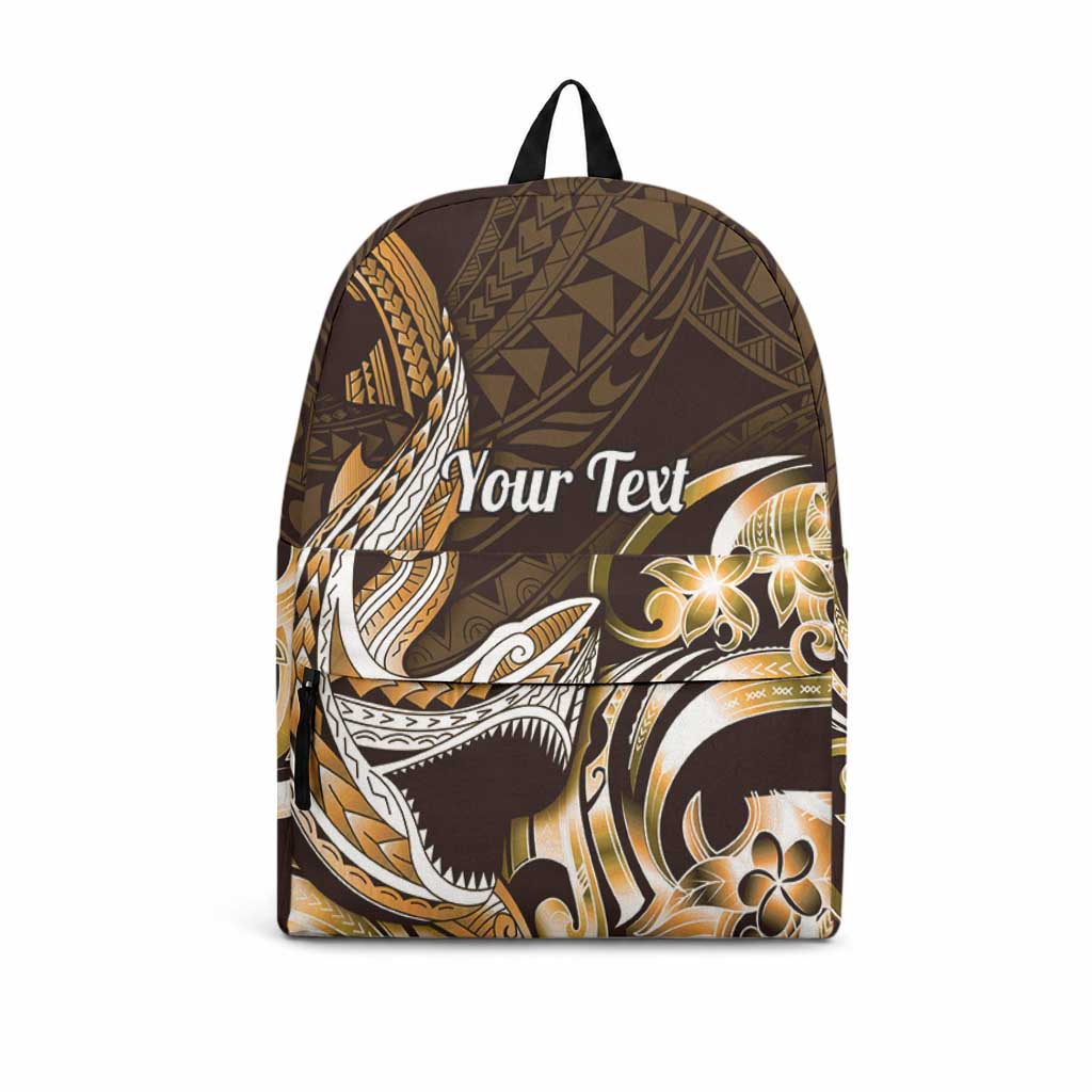 Personalized Hawaii Shark Tattoo Backpack Hawaiian Pattern Plumeria Orange LT14 Orange - Polynesian Pride
