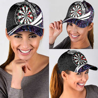 Personalized NZ Darts Classic Cap Paua Shell Maori Koru Whakairo - Purple LT07