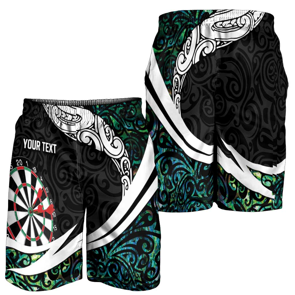 Personalized NZ Darts Shorts for Men Paua Shell Maori Koru Whakairo LT7 - Polynesian Pride