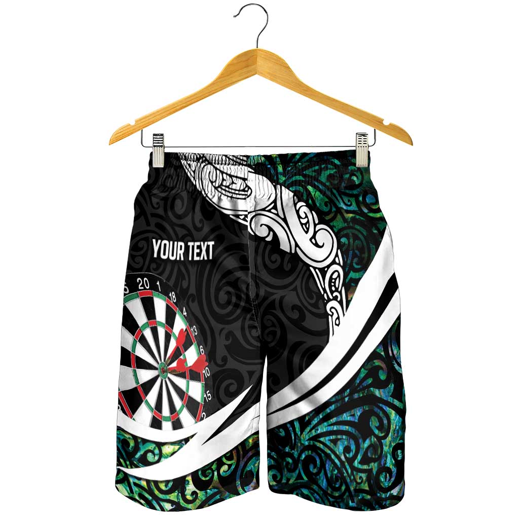 Personalized NZ Darts Shorts for Men Paua Shell Maori Koru Whakairo LT7 - Polynesian Pride