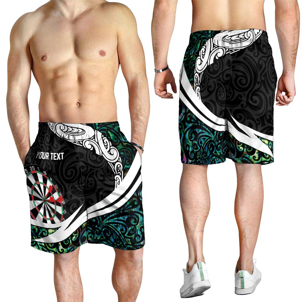Personalized NZ Darts Shorts for Men Paua Shell Maori Koru Whakairo LT7 - Polynesian Pride