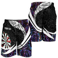 Personalized NZ Darts Shorts for Men Paua Shell Maori Koru Whakairo - Purple LT7 - Polynesian Pride
