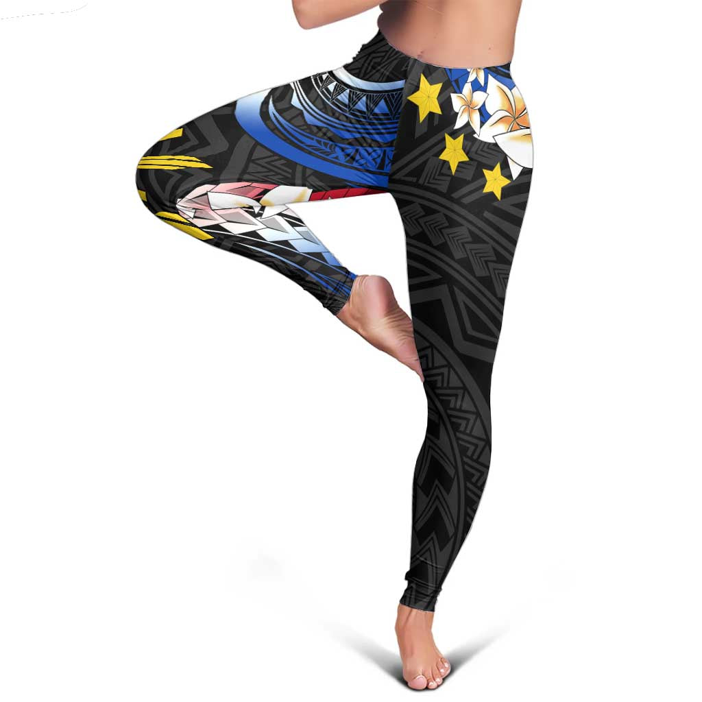 Philippines Tribal Leggings Mix Plumeria - Flag Colors