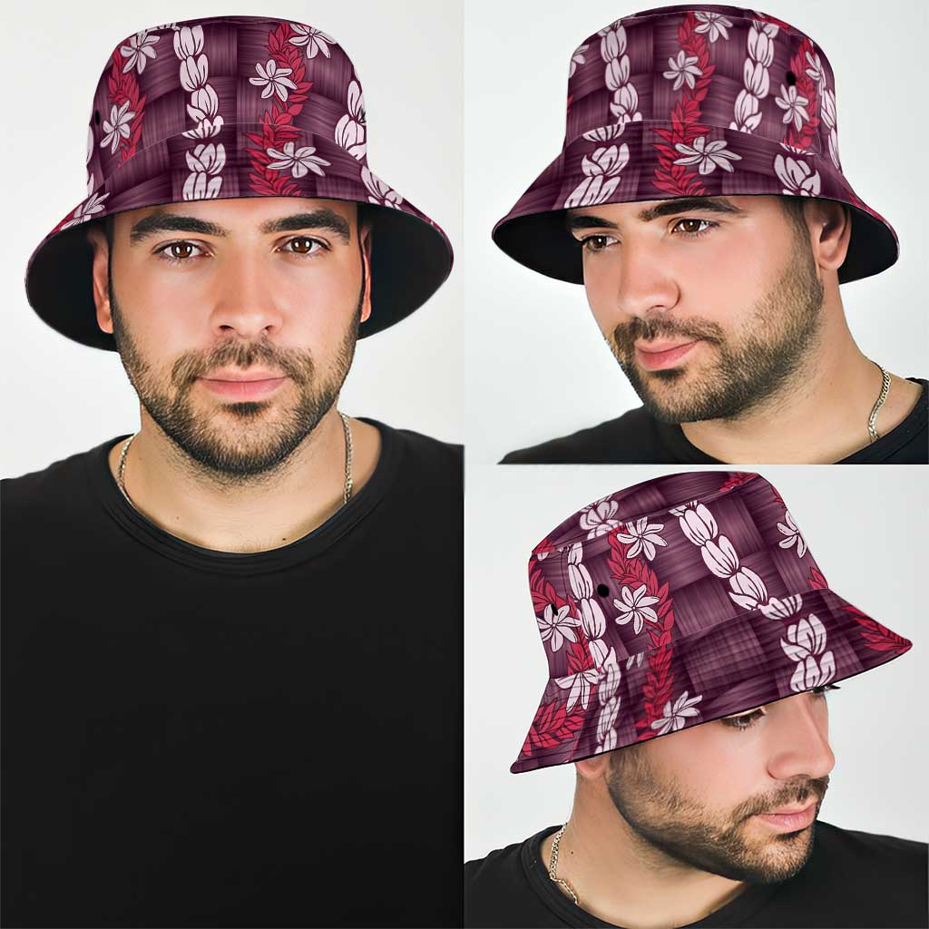 Pikake Maile Tiare Lei Bucket Hat Akala Lauhala Pattern