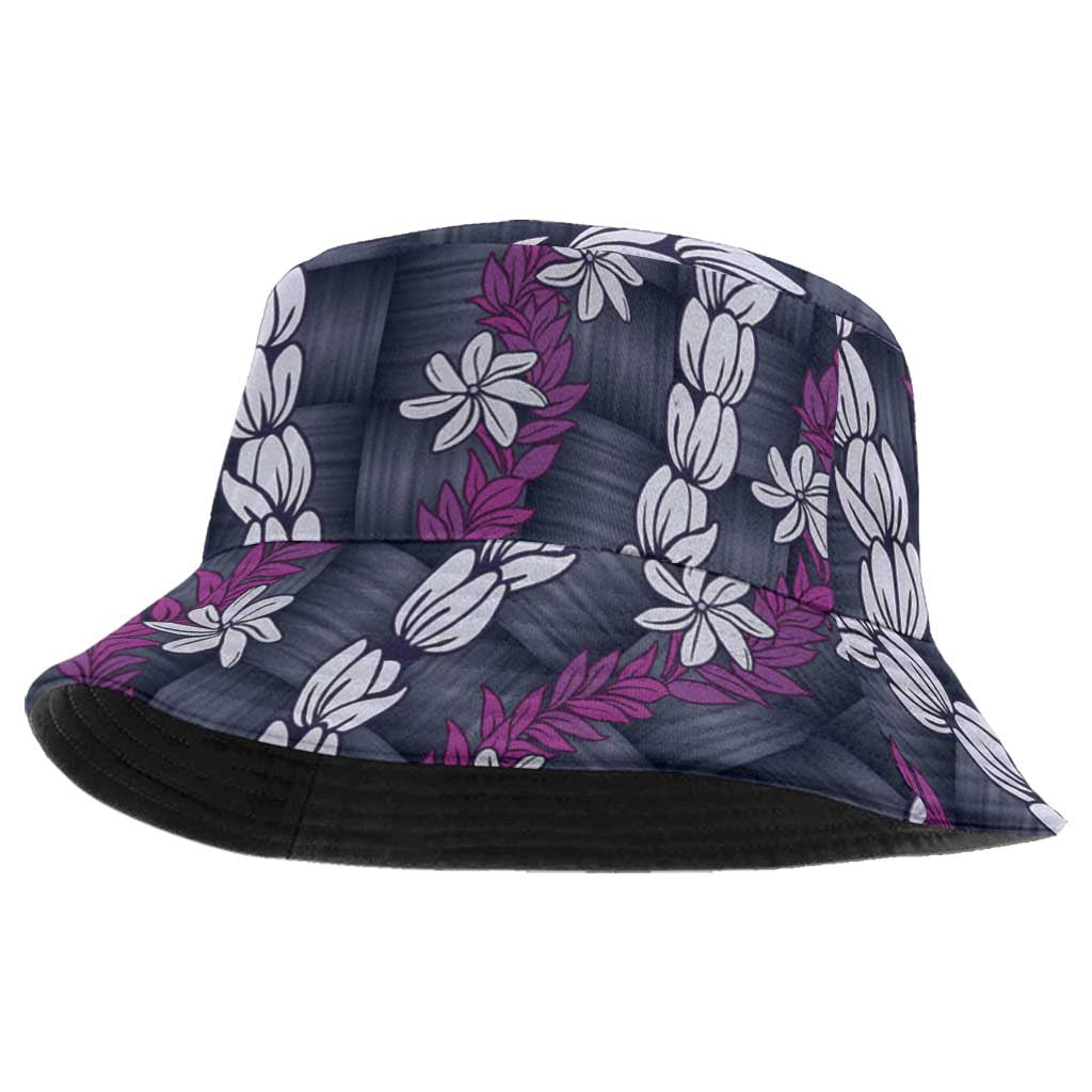 Pikake Maile Tiare Lei Bucket Hat Poni Lauhala Pattern