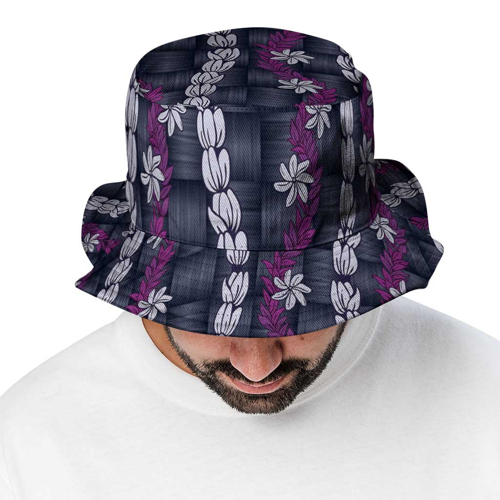 Pikake Maile Tiare Lei Bucket Hat Poni Lauhala Pattern