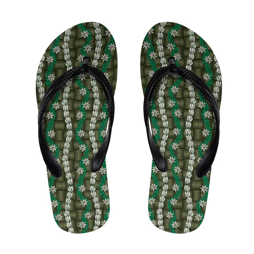 Pikake Maile Tiare Lei Flip Flops Omaomao Lauhala Pattern