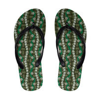 Pikake Maile Tiare Lei Flip Flops Omaomao Lauhala Pattern