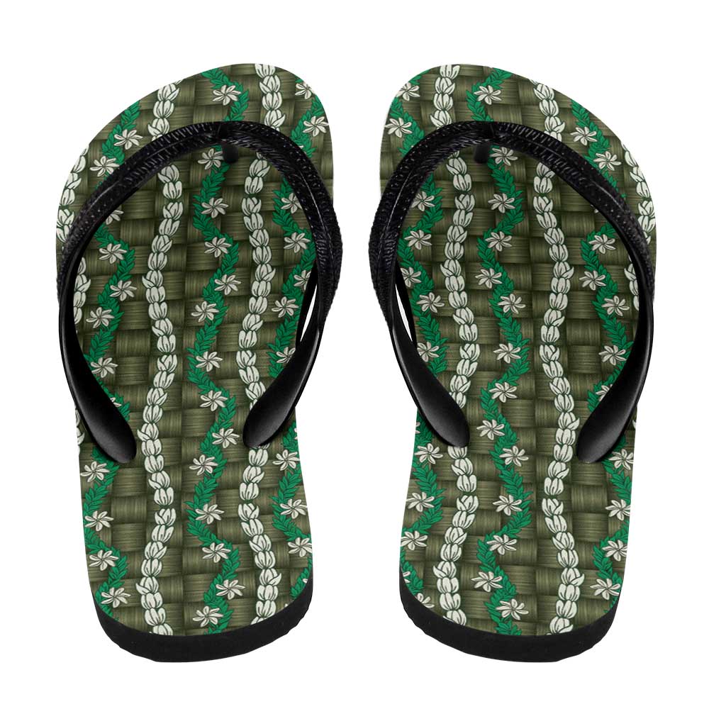 Pikake Maile Tiare Lei Flip Flops Omaomao Lauhala Pattern
