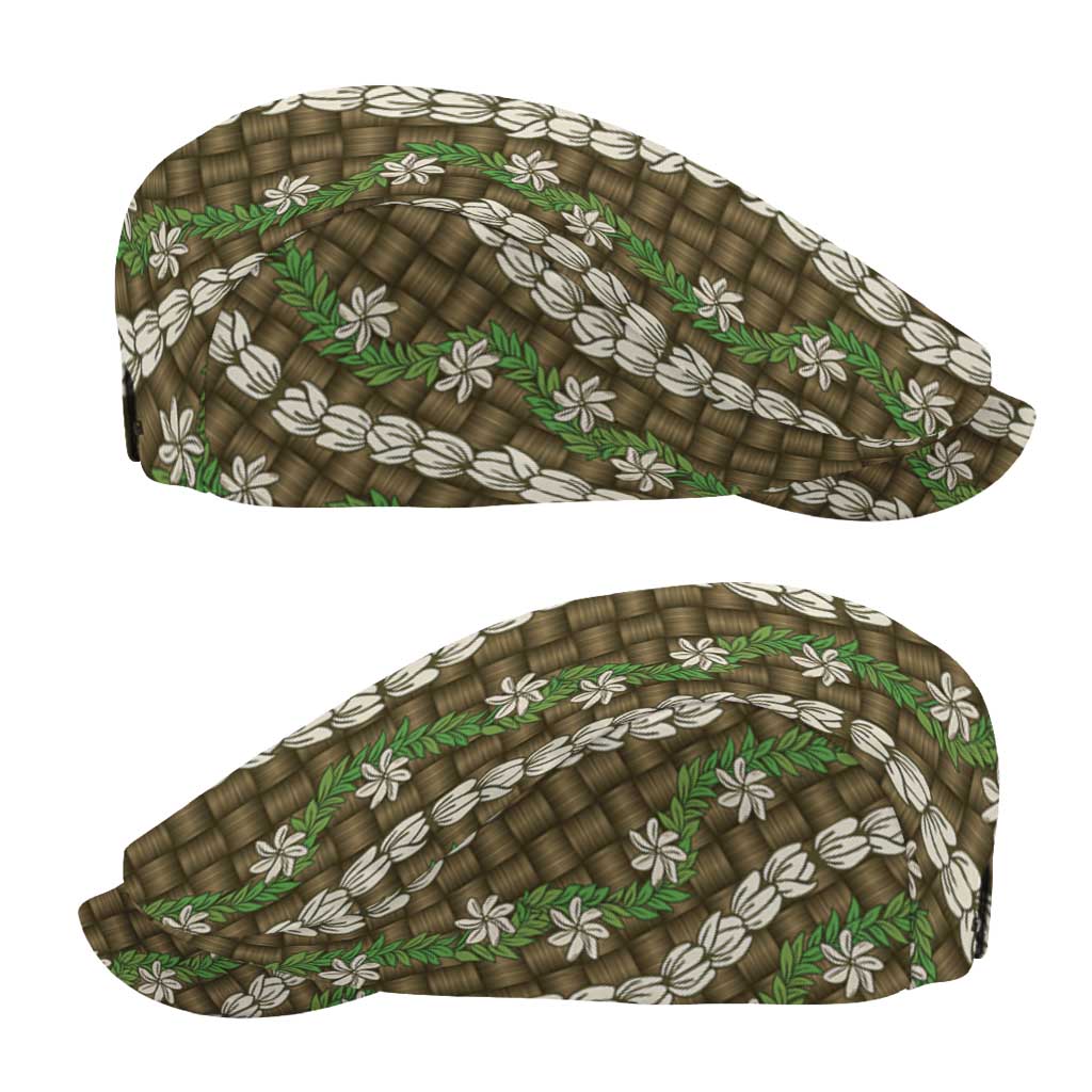 Pikake Maile Tiare Lei Jeff Hat Natural Lauhala Pattern