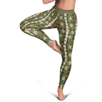 Pikake Maile Tiare Lei Leggings Natural Lauhala Pattern