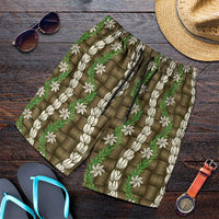 Pikake Maile Tiare Lei Shorts for Men Natural Lauhala Pattern