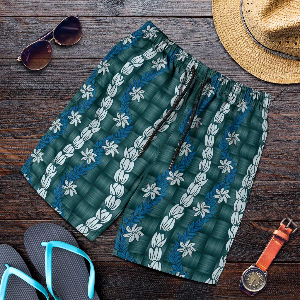 Pikake Maile Tiare Lei Shorts for Men Polu Lauhala Pattern