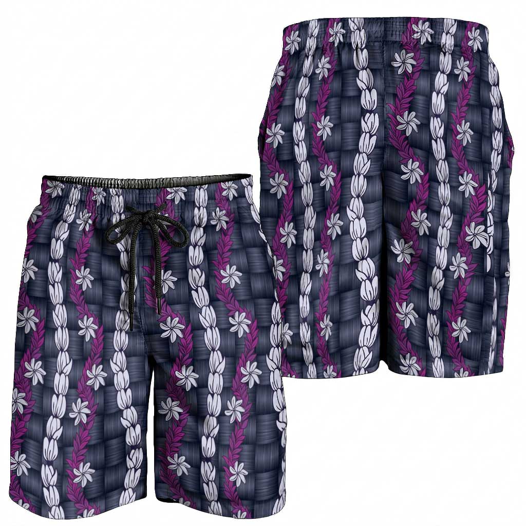 Pikake Maile Tiare Lei Shorts for Men Poni Lauhala Pattern