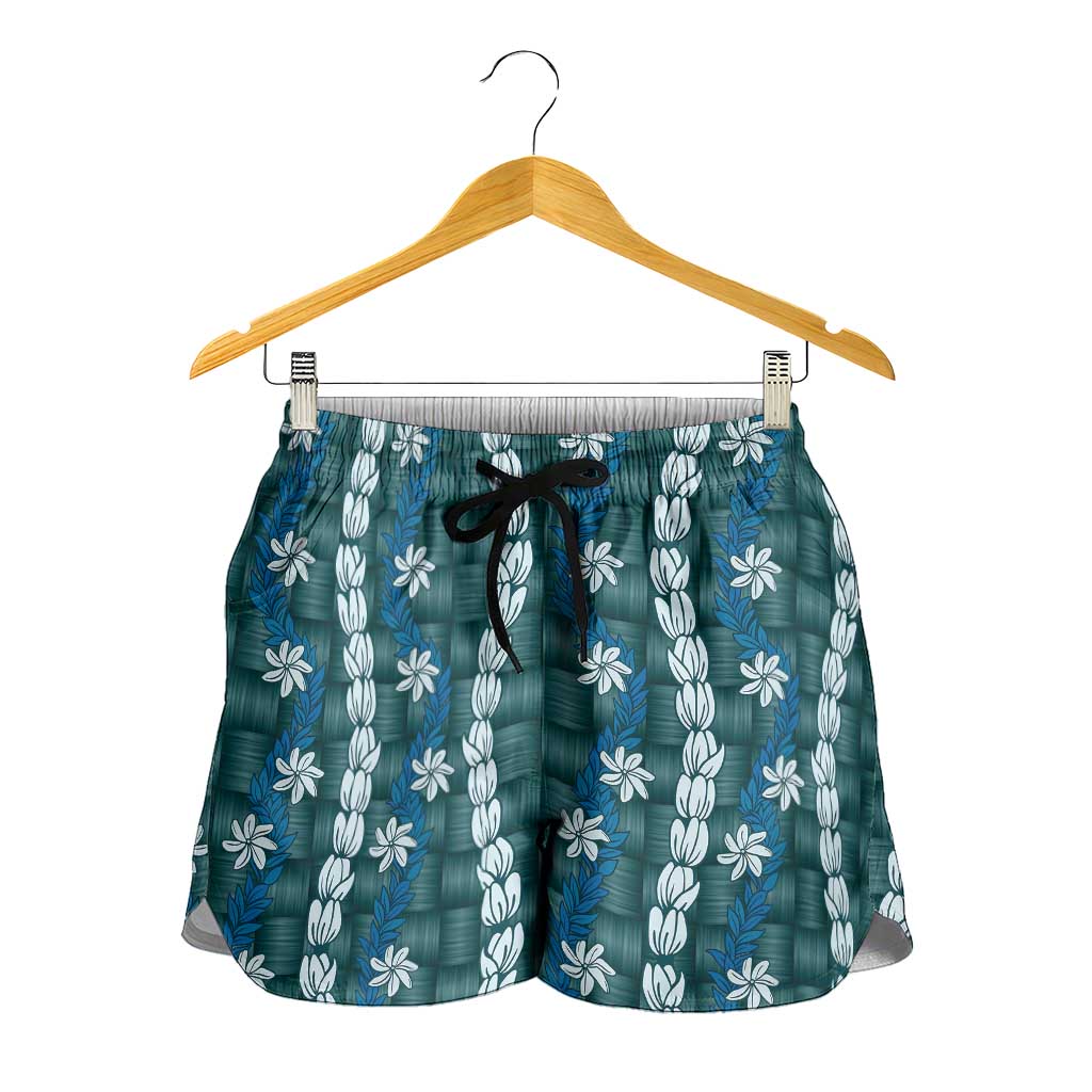Pikake Maile Tiare Lei Shorts for Women Polu Lauhala Pattern