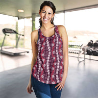 Pikake Maile Tiare Lei Women Racerback Tank Akala Lauhala Pattern
