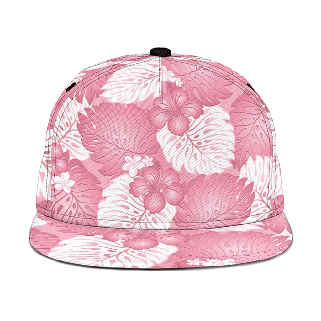 Pink Aloha Hawaii Snapback Cap Monstera Hibiscus Plumeria Seamless Vibes - Polynesian Pride