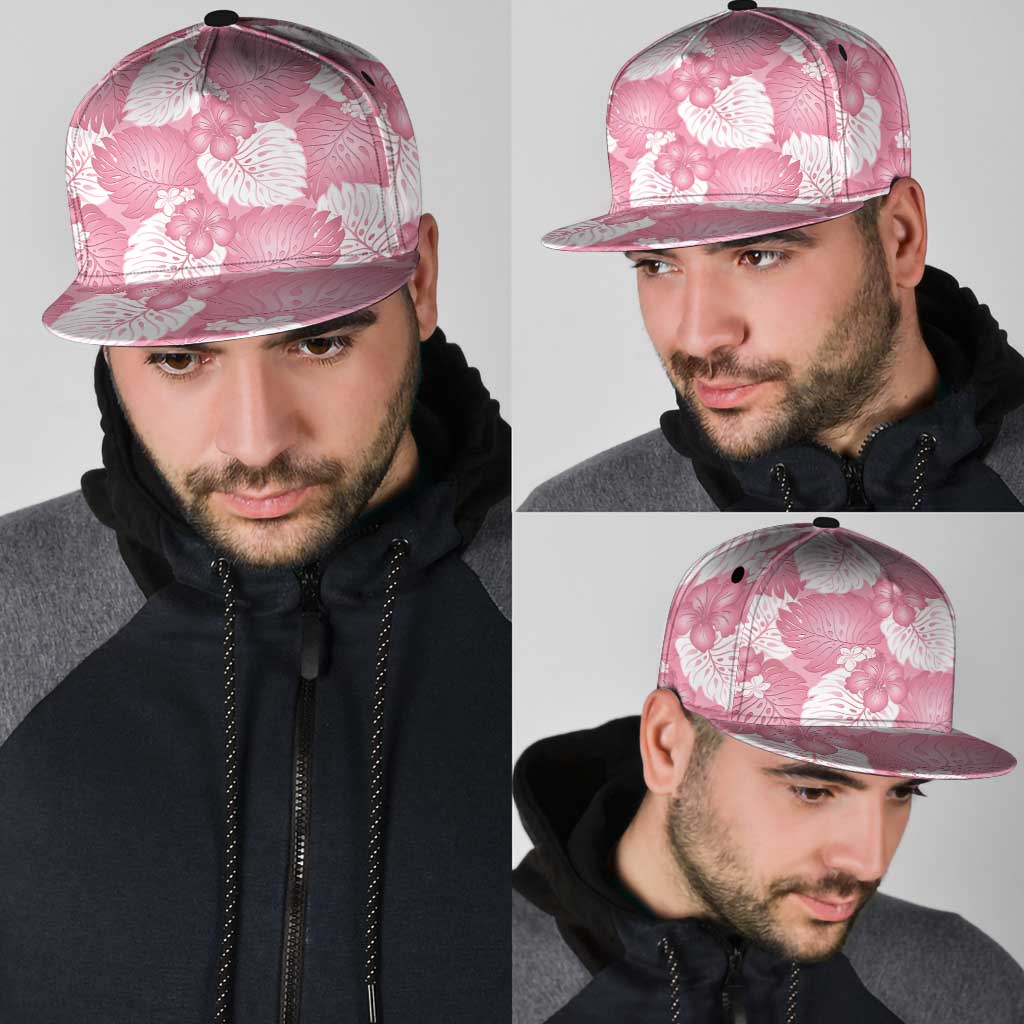 Pink Aloha Hawaii Snapback Cap Monstera Hibiscus Plumeria Seamless Vibes - Polynesian Pride