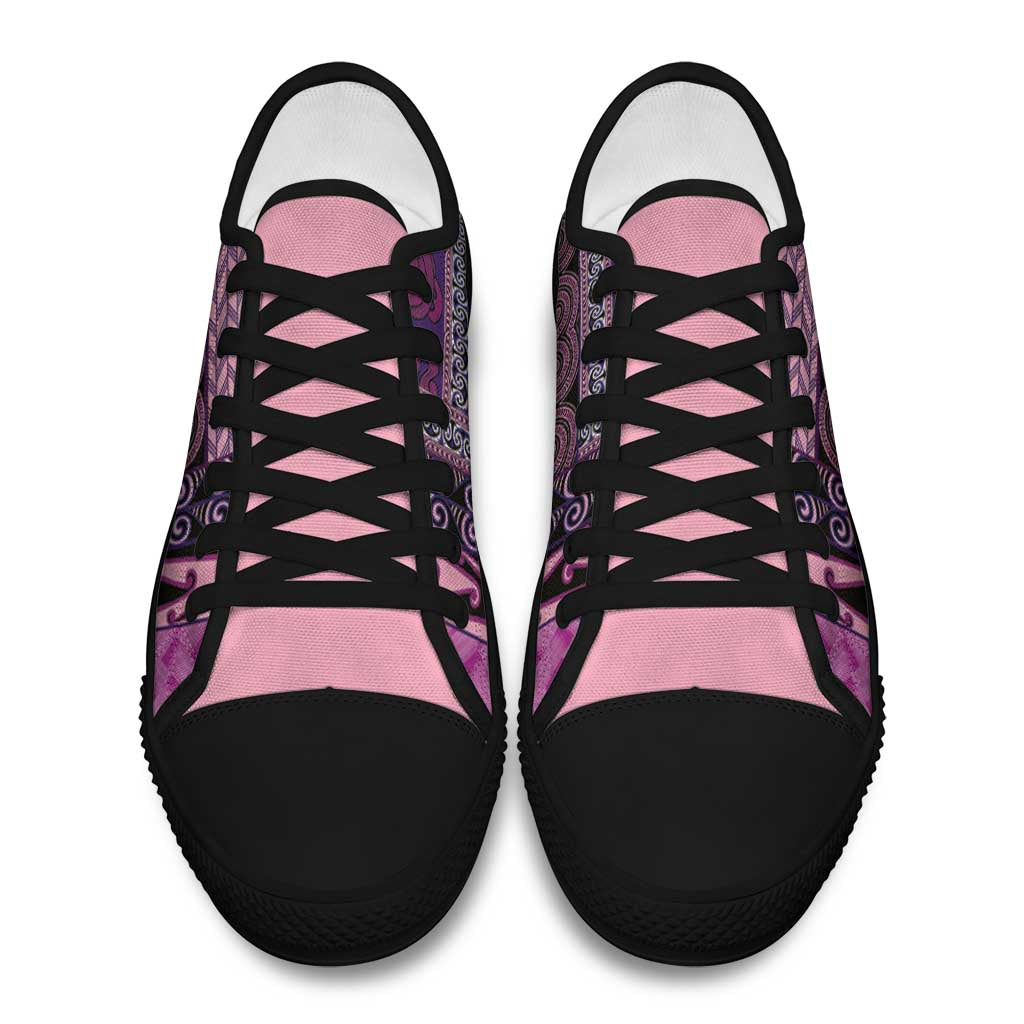 Pink Aotearoa Kowhaiwhai Pattern Low Top Shoes NZ Maori Quilt Style - Polynesian Pride