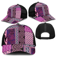 Pink Aotearoa Kowhaiwhai Pattern Mesh Trucker Cap NZ Maori Quilt Style - Polynesian Pride