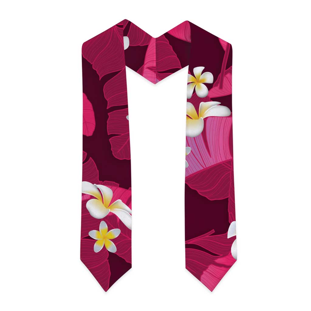 Pink Banana Leaf Hawaii Graduation Stole Lau Maia Plumeria Tropical Summer Vibes LT14 - Polynesian Pride