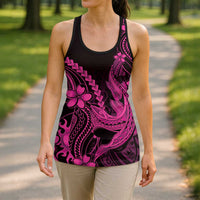 Pink Black Aloha Hawaii Hollow Tank Top Polynesian Shark Tattoo With Plumeria LT14 - Polynesian Pride