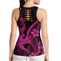 Pink Black Aloha Hawaii Hollow Tank Top Polynesian Shark Tattoo With Plumeria LT14 - Polynesian Pride