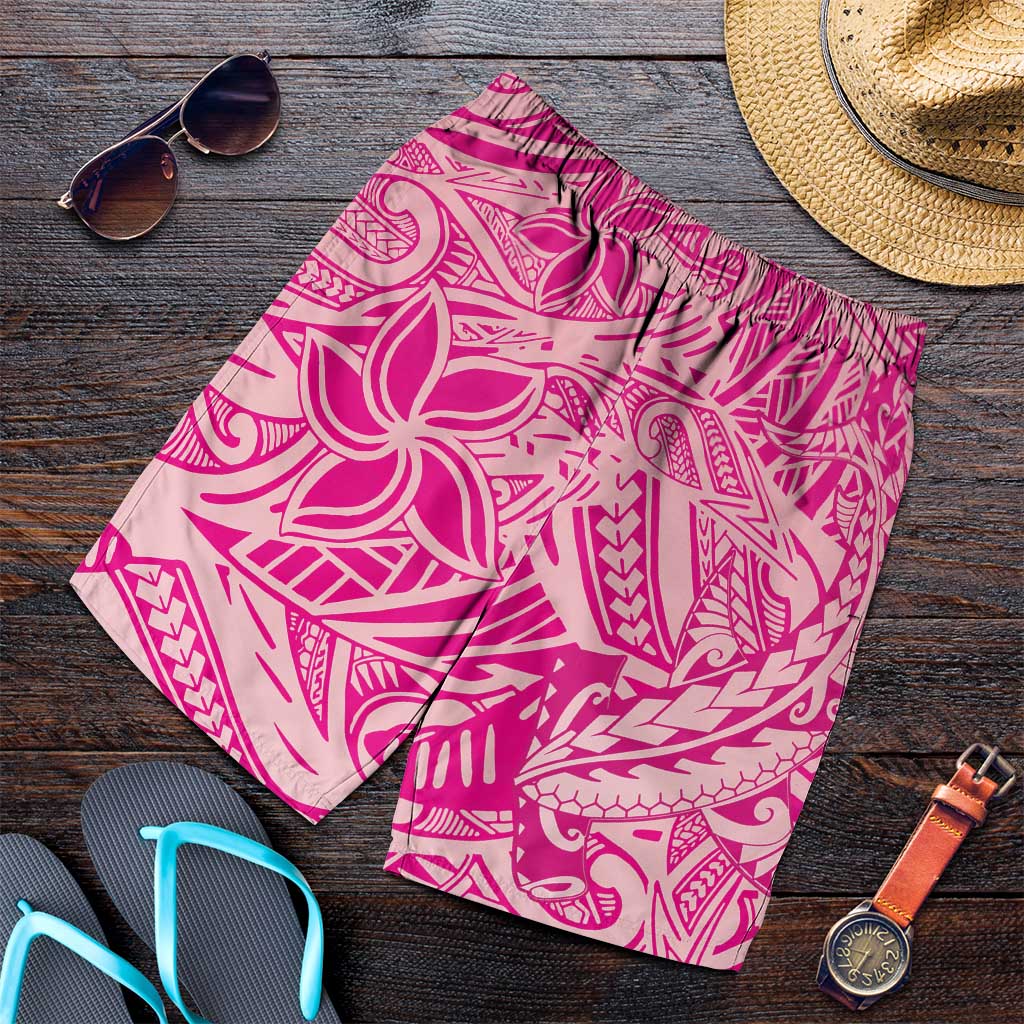 Pink Gradient Polynesia Shorts for Men Hawaiian Tribal Hammerhead Shark Tattoo LT14 Pink - Polynesian Pride