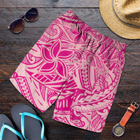 Pink Gradient Polynesia Shorts for Men Hawaiian Tribal Hammerhead Shark Tattoo LT14 Pink - Polynesian Pride