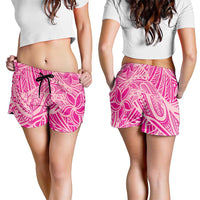 Pink Gradient Polynesia Shorts for Women Hawaiian Tribal Hammerhead Shark Tattoo LT14 - Polynesian Pride