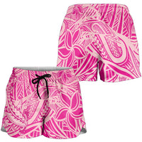 Pink Gradient Polynesia Shorts for Women Hawaiian Tribal Hammerhead Shark Tattoo LT14 - Polynesian Pride