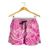 Pink Gradient Polynesia Shorts for Women Hawaiian Tribal Hammerhead Shark Tattoo LT14 - Polynesian Pride