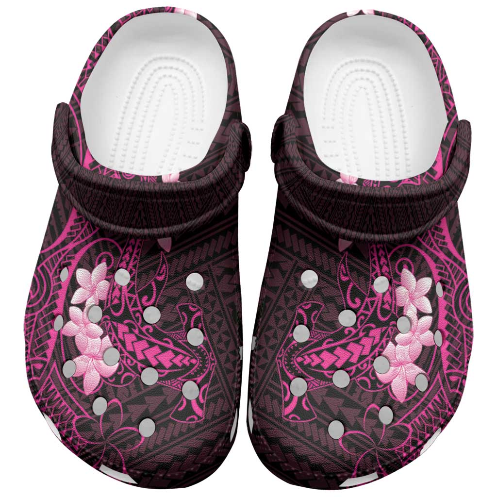Pink Hawaii Clogs Shoes Hammerhead Shark Tattoo Curve Polynesian - Polynesian Pride