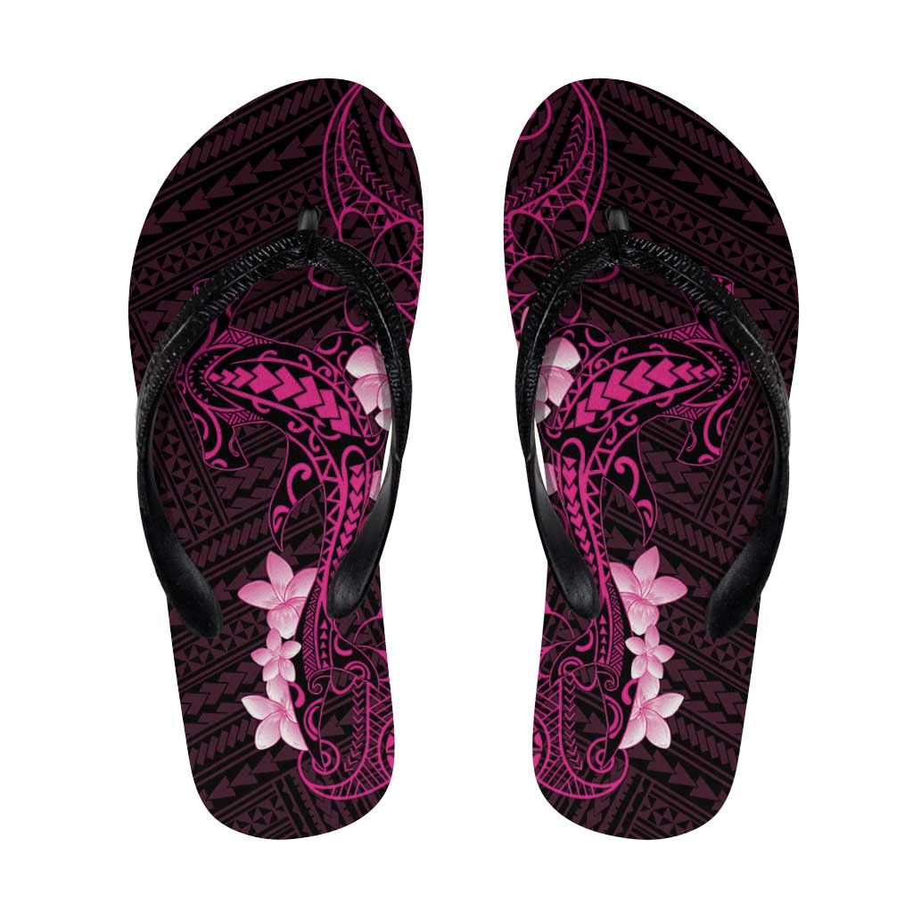 Pink Hawaii Flip Flops Hammerhead Shark Tattoo Curve Polynesian - Polynesian Pride