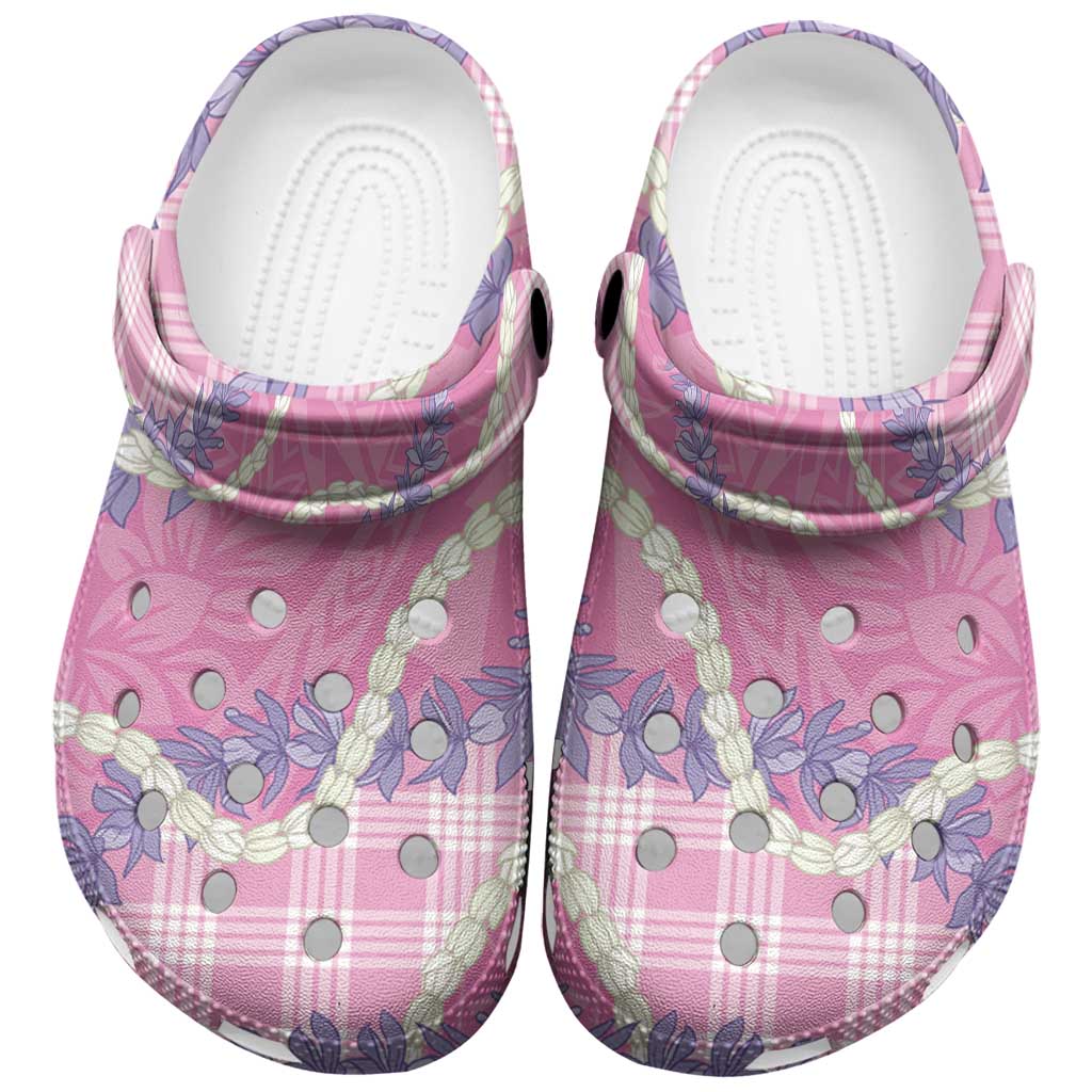 Pink Hawaii Palaka Honohono Pikake Clogs Shoes Hawaiian Orchid Lei Polynesian Pattern - Polynesian Pride