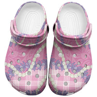 Pink Hawaii Palaka Honohono Pikake Clogs Shoes Hawaiian Orchid Lei Polynesian Pattern - Polynesian Pride