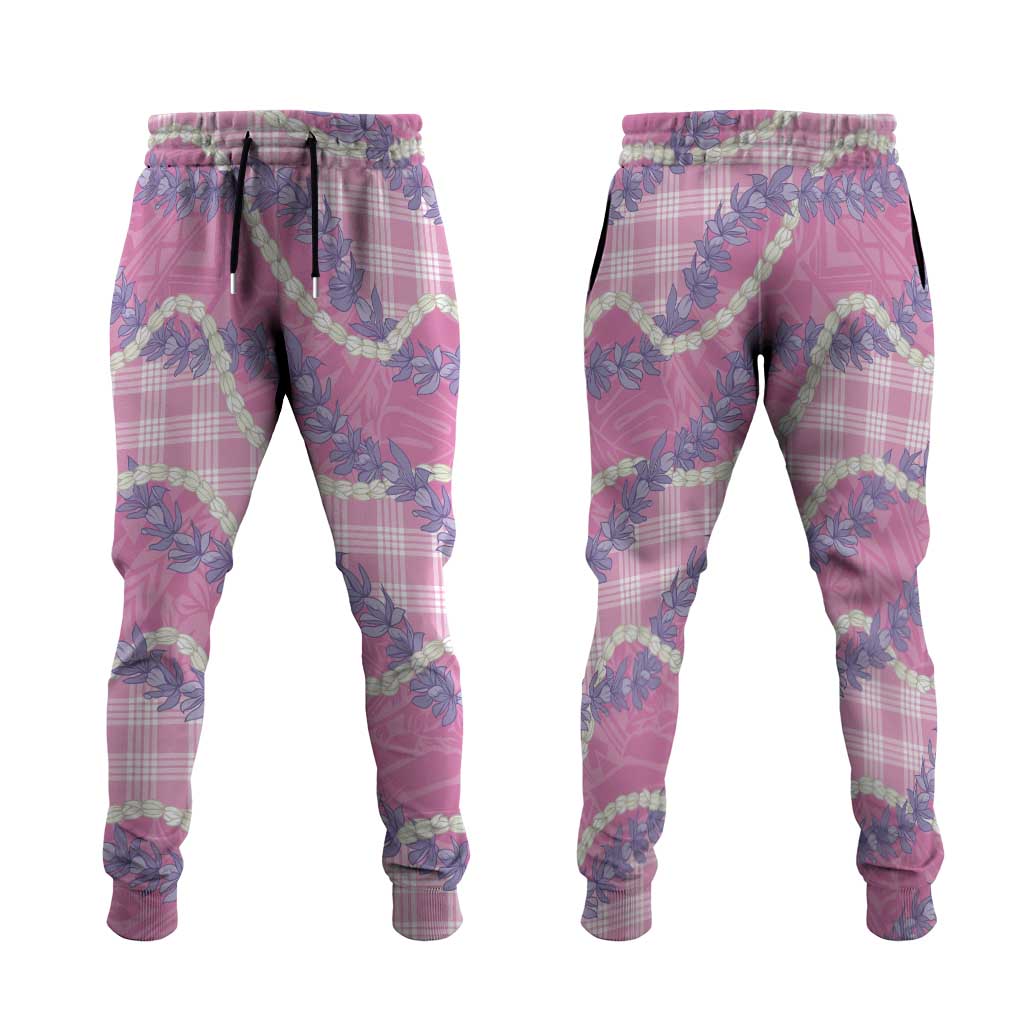Pink Hawaii Palaka Honohono Pikake Jogger Pants Hawaiian Orchid Lei Polynesian Pattern LT14 Pink - Polynesian Pride