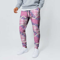 Pink Hawaii Palaka Honohono Pikake Jogger Pants Hawaiian Orchid Lei Polynesian Pattern LT14 - Polynesian Pride
