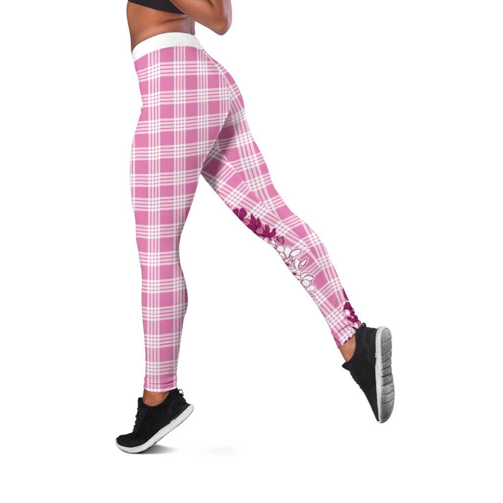 Pink Hawaii Palaka Leggings Hawaiian Honohono Lei LT05 Pink - Polynesian Pride