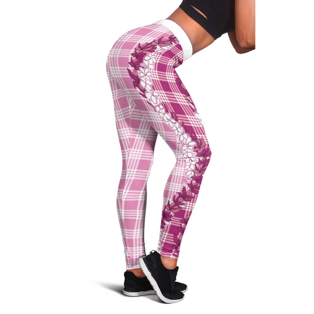 Pink Hawaii Palaka Leggings Hawaiian Honohono Lei LT05 - Polynesian Pride