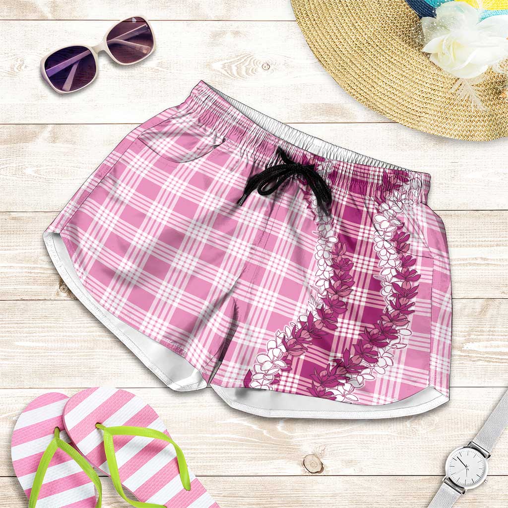 Pink Hawaii Palaka Shorts for Women Hawaiian Honohono Lei LT05 Pink - Polynesian Pride