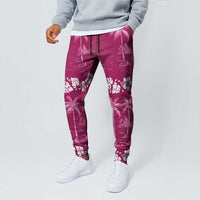 Pink Hawaii Palm Tree Hibiscus Jogger Pants Fantasy Summer Vibe