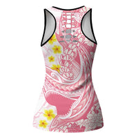 Pink Hawaii Shark Tattoo Hollow Tank Top Puakenikeni Lei Plumeria Polynesian Pattern LT14 - Polynesian Pride