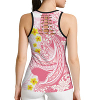 Pink Hawaii Shark Tattoo Hollow Tank Top Puakenikeni Lei Plumeria Polynesian Pattern LT14 - Polynesian Pride