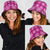Pink Hawaiian Quilt Bucket Hat Hawaii Pineapple Monstera Palaka Motifs - Polynesian Pride
