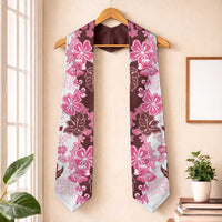 Pink Hibiscus Plumeria Floral Graduation Stole LT01 One Size Pink - Polynesian Pride